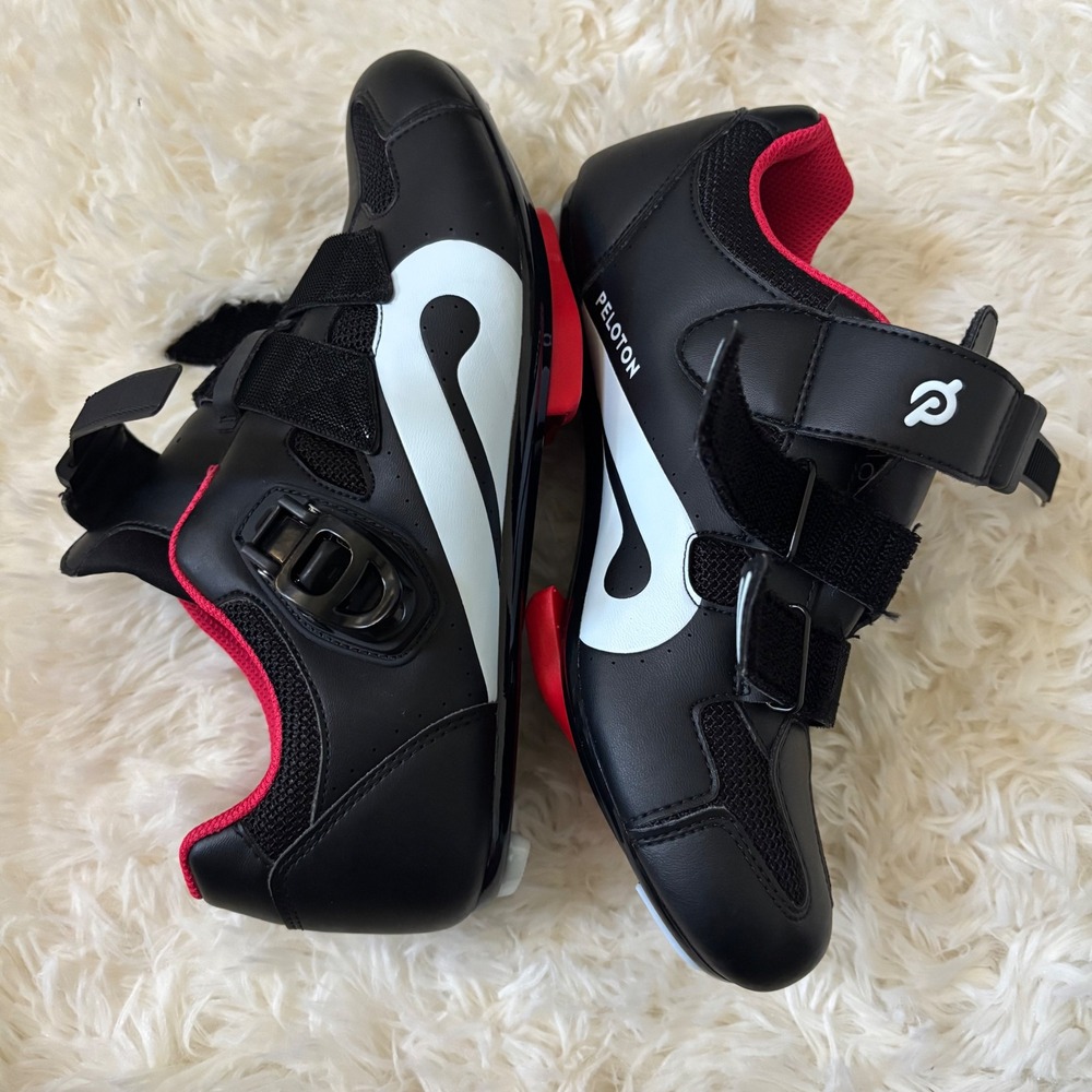 Peloton Cycling Shoes Black White Red Mismatched Sizes Right 42 Left 39 Cleats
